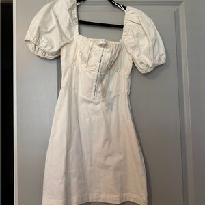 Elegant Cream Puff Sleeve Dress